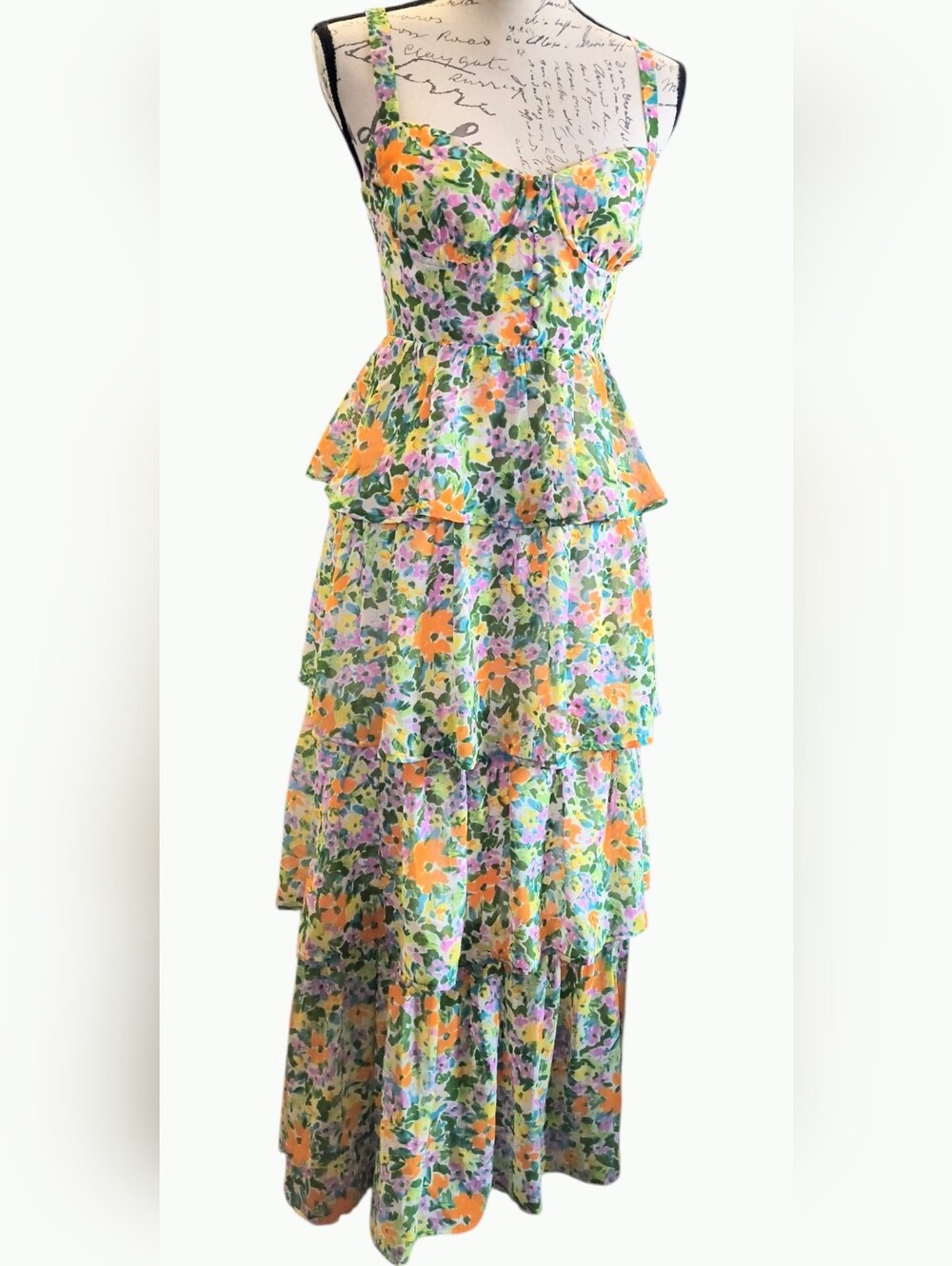 Astr The Label Midsummer Floral Tiered Maxi Dress Small Fairy Whimsy Coquette - Picture 4 of 8